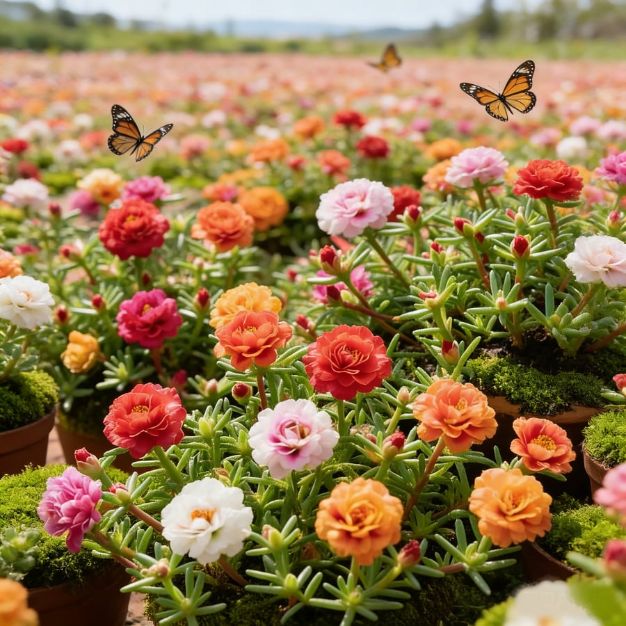 🌸Moss Rose Seeds – 🌿Perennial Flower Seeds + Plant Growth Serum Free