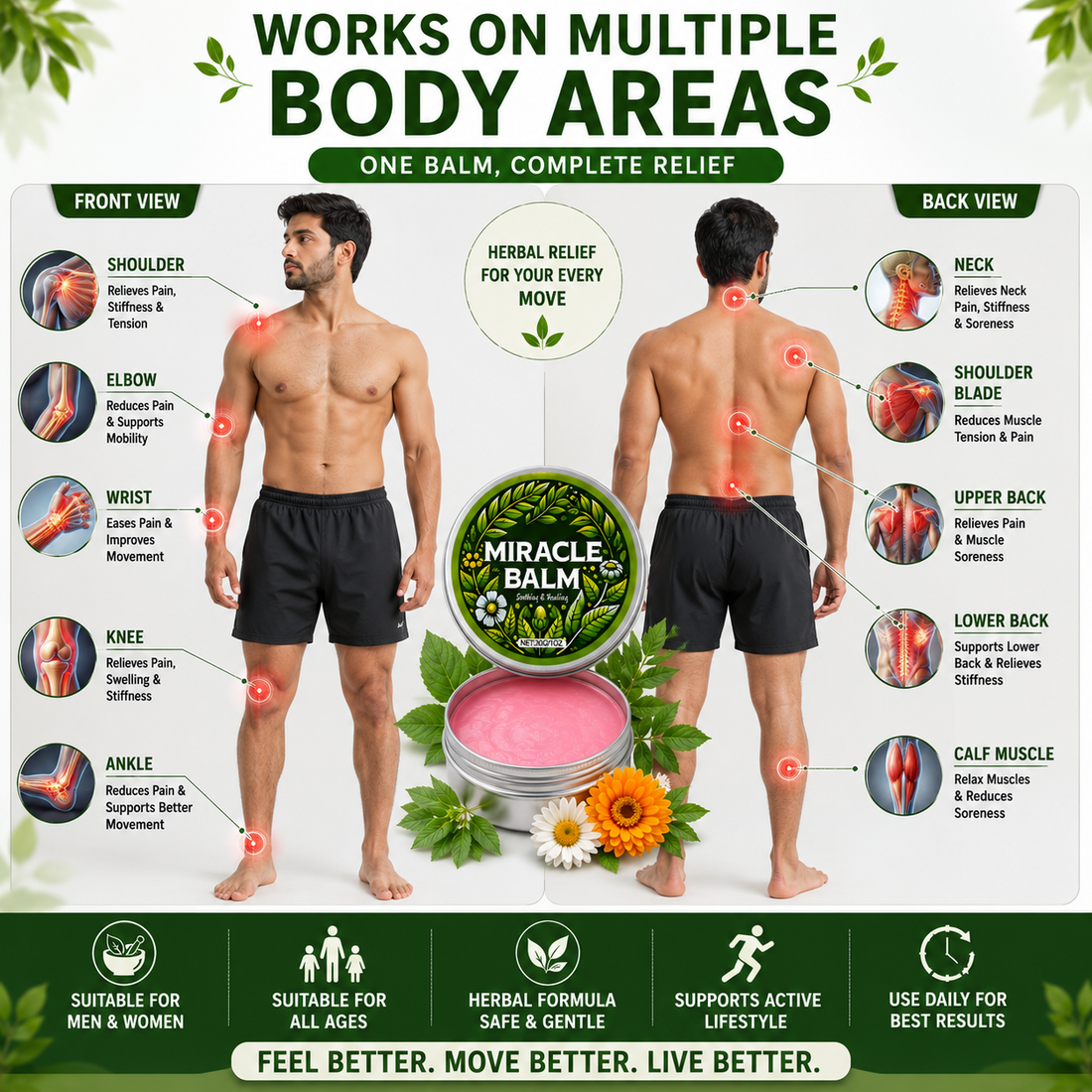 Herbal Miracle Balm for Pain Relief 🌿✨ (Buy 1 Get 1 Free🔥🔥)