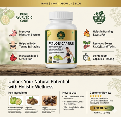 Pure Ayurvedic Care Fat Loss Capsule 🌿✨ (🔥Buy 1 Get 1 Free🔥)